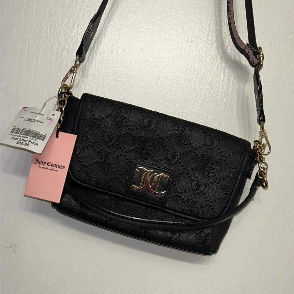 Juicy Couture Black Embossed Crossbody Bag